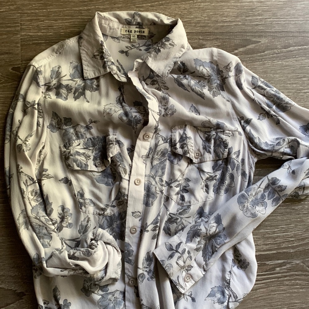 Z Supply Rag Poets Brand Lightweight Floral Button Up